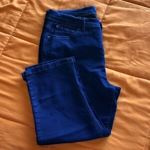 Dark navy blue stretch cropped jeans